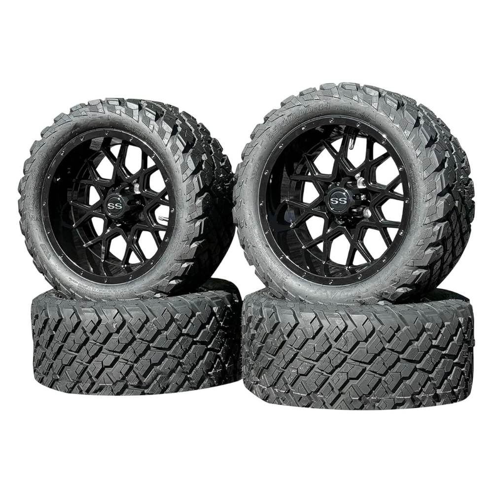 1000-2025-10-12T091428.305.png 14 Inch Glossy Black Fusion Golf Cart Wheels & Tires Set of 4 - Image 1